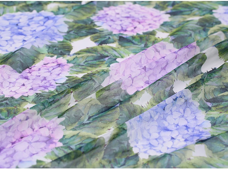 Green Leave Hydrangea Natural Silk Chiffon Plush Fabric For Dress DIY Tissu Tecido Tissus Au Metre Tela Tulle Seda Cheap Fabrics