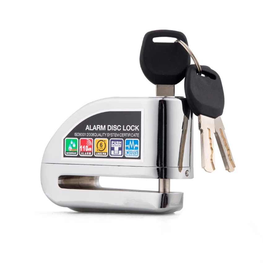 

Motorcycle Disc Lock - Anti Theft Disc Lock Motorcycle Alarm with 110db Alarm Sound, Reminder Cable, 3 Keys, Storage Bag