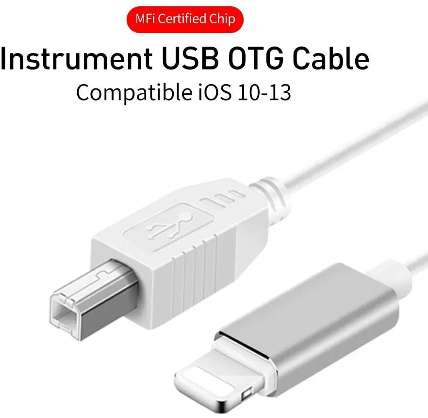 1m 8Pin Adapter To USB Type B Adapter OTG Cable Male To Male For IPhone IPad To Electronic Musical Instrument Audio Interface
