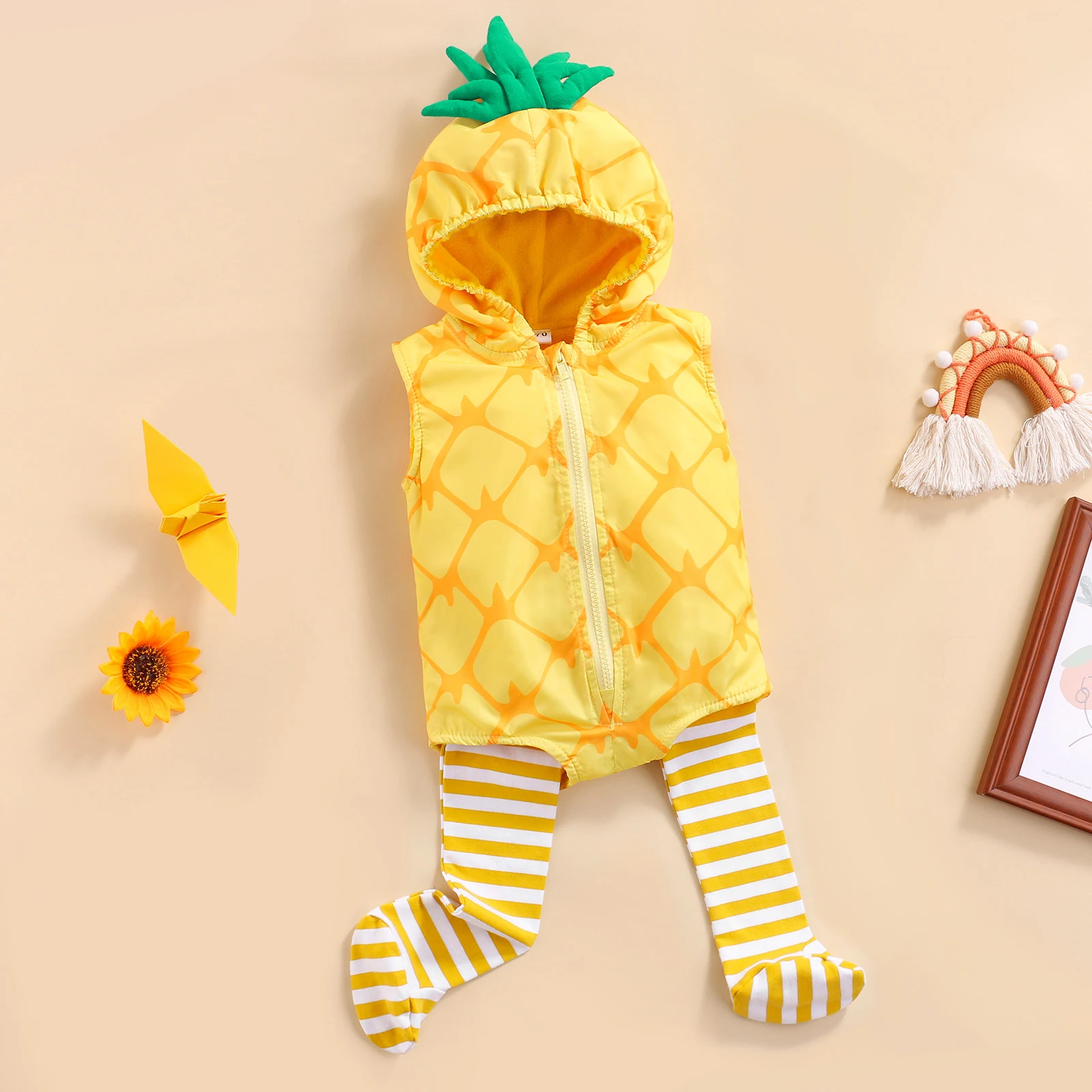 Ma&Baby 0-24M Pineapple Baby Romper Newborn Infant Boy Girl Jumpsuit Party Birthday Clothes With Leg Warmers Baby Costume