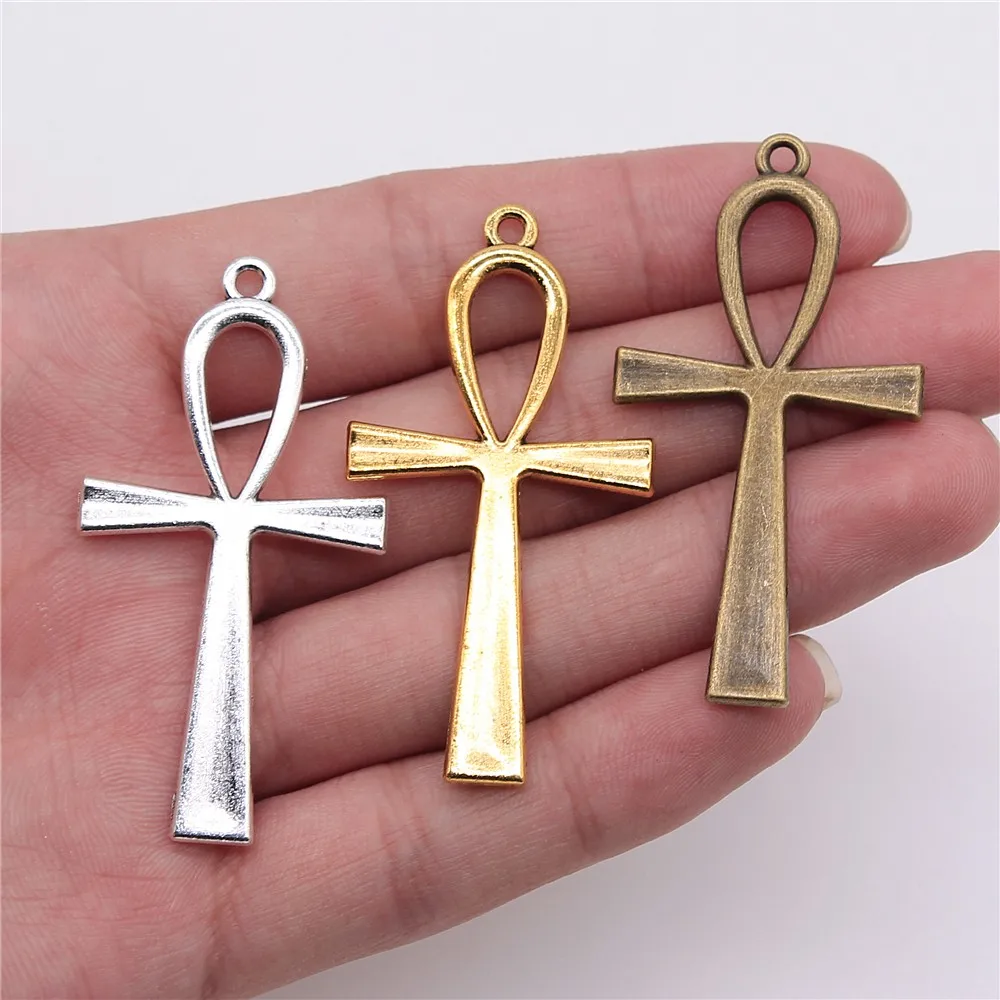 6pcs 52x28mm 3 Colors Egyptian Ankh Life Symbol Big Ankh Cross Charm Ankh Cross Pendant