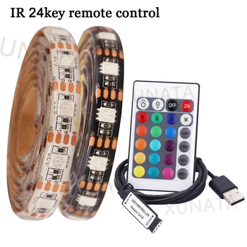 5V USB LED Strip RGB Light 5050 24Key / 44kye Zestaw zdalnego sterowania USB Power Wodoodporna elastyczna taśma LED Adhesive TV Backlights