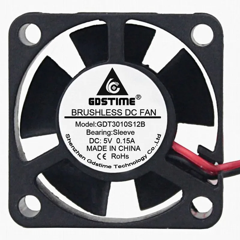 

2pcs Gdstime DC 5V 2Pin 3010S Dupont Small Mini Brushless 30x30x10mm Radiator Fan