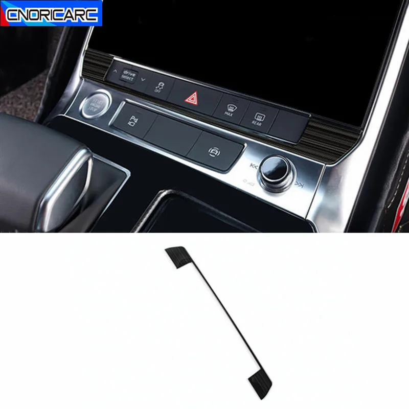 Car Center Console Button Sequins Decoration Sticker For Audi A6 C8 2019-22 Stainless Steel Carbon Texture Interior Accessories