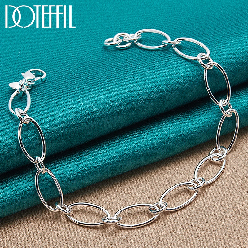 

DOTEFFIL 925 Sterling Silver Simple Chain Bracelet For Woman Man Charm Wedding Engagement Party Fashion Jewelry