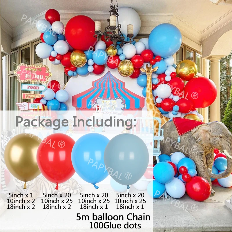 146pcs Red Blue Latex Balloons Carnival Circus Arch Garland Kit Gold Chrome Ballon Carnival Baby Shower Wedding Birthday Gifts