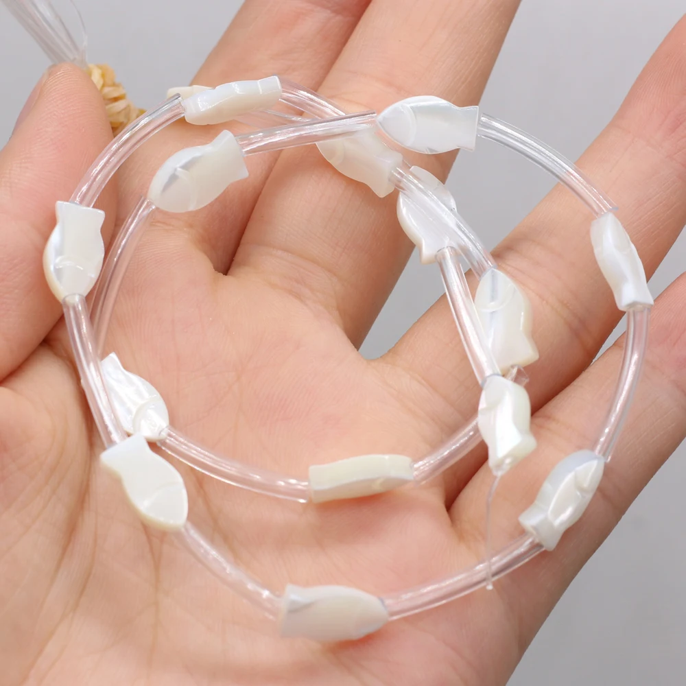 15PC Natural Sea Shell Animal Shape Beads White Mother of Pearl Cat Fish Charms for DIY Making Bracelet Earring Fine Jewelry image 2