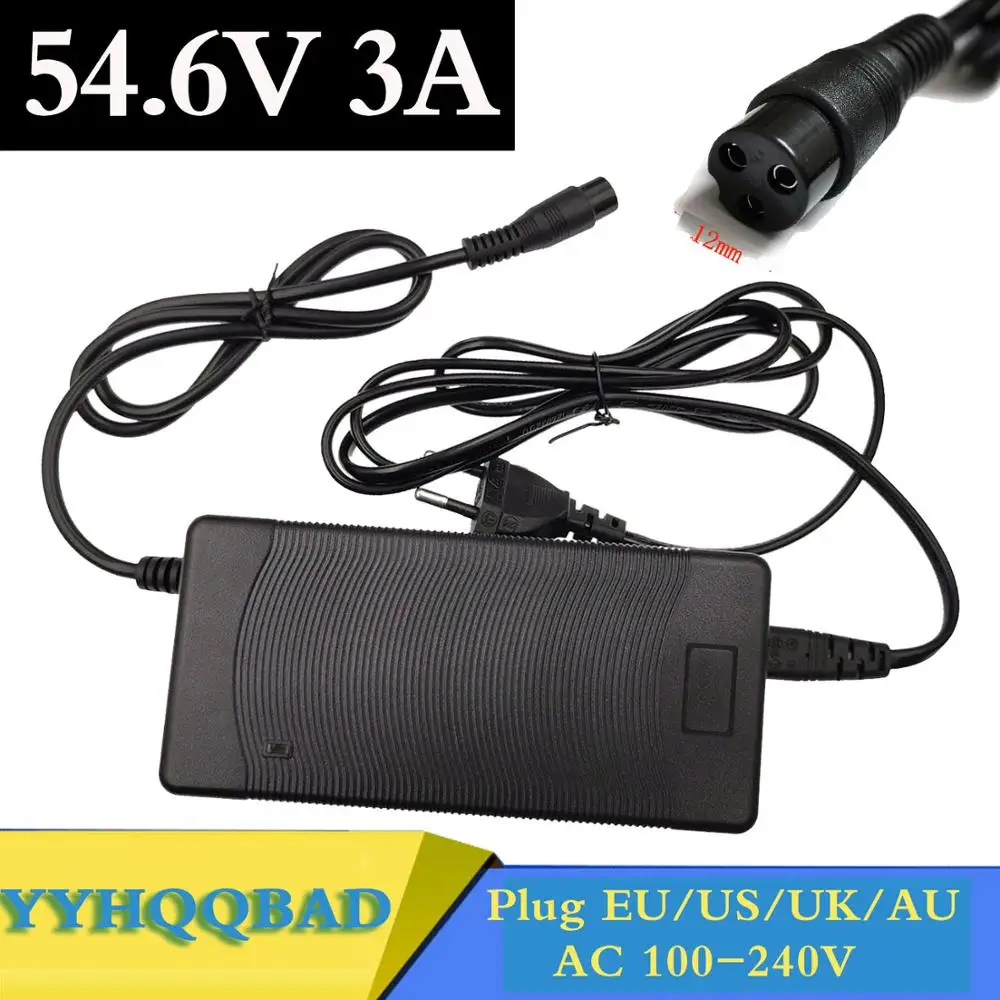 

54.6V 3A electric bike lithium battery charger for 48V lithium battery pack 3 pin female connector XLRF XLR 3 sockets