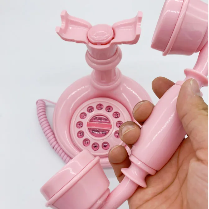 pink cartoon mini fixed phone High quality Landline Telephone Home hotel bedroom for children kids  women red pleasant