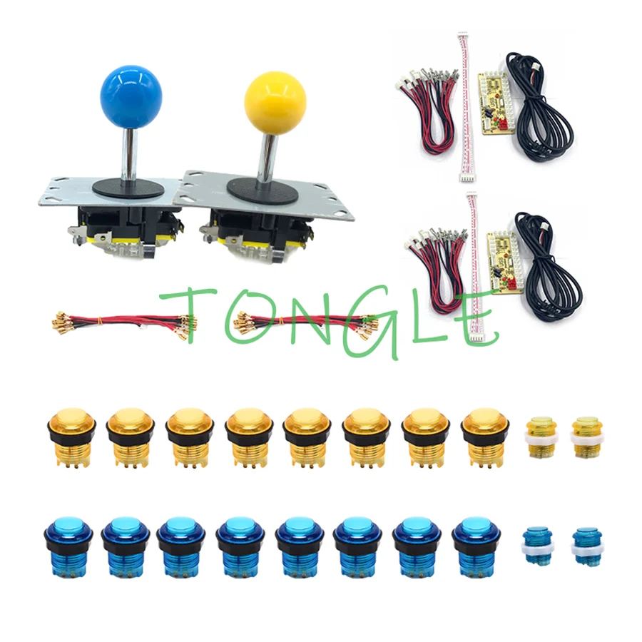 

2 Player Control USB Encoder To PC Games 2 Rocker + 20 LED Illuminated Push Buttons For Arcade Joystick DIY Kits Parts