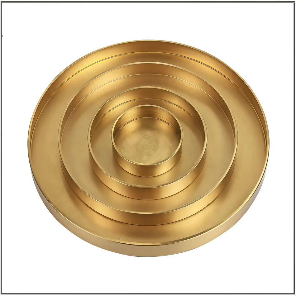 

Dia 100 120 150 200 300 400mm Brass Round storage tray Nordic home candy cake tray tea tray ornaments