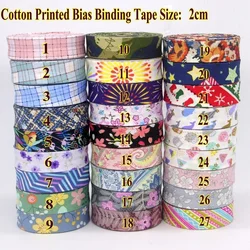 Printed Cotton Bias Tape, Folded, Folded, for Garment, Table Cloth, Quilt Craft, Sewing, DIY, 20mm, 5 Meters/Lot, New Arrival