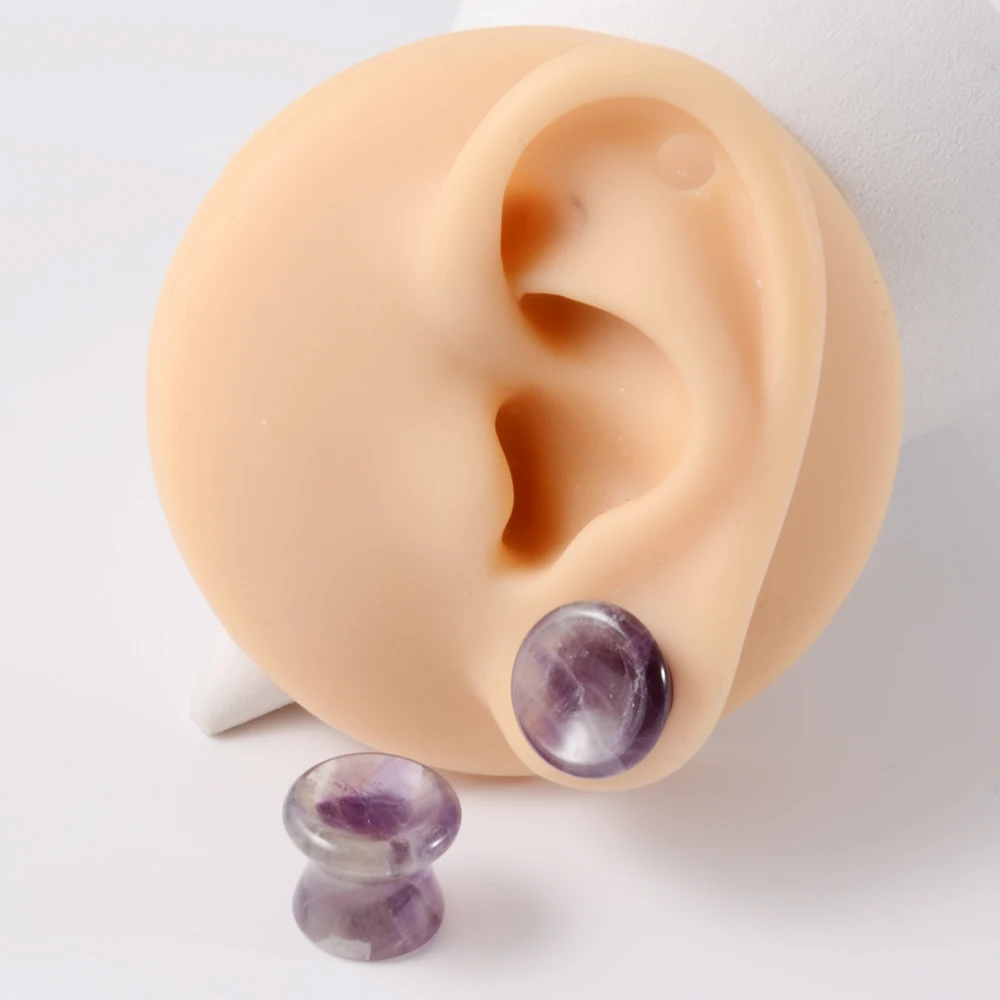 2pcs Stone Ear Gauges Concave Plug Tunnel Ear Weight Ear Expanders Ear Stretcher Women Men Body Piercing Jewelry 6mm-25mm