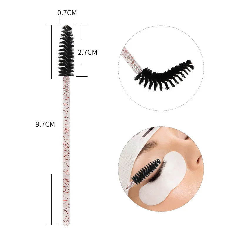 50pcs Disposable Crystal Eyelash Brush Eyebrow Comb Mascara Wands Applicators Microbrush Lash Extension Supplies Makeup Tools