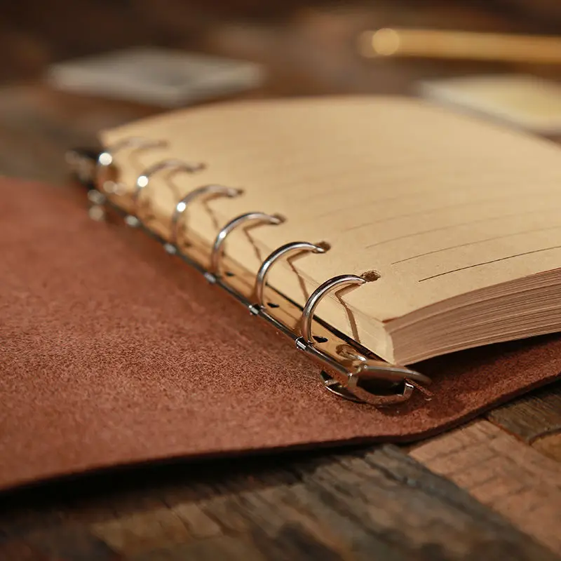 Retro Genuine Leather Loose-leaf Notebook Travel Daily Notepad Hand Account First Layer Cowhide Notebook A5 Size