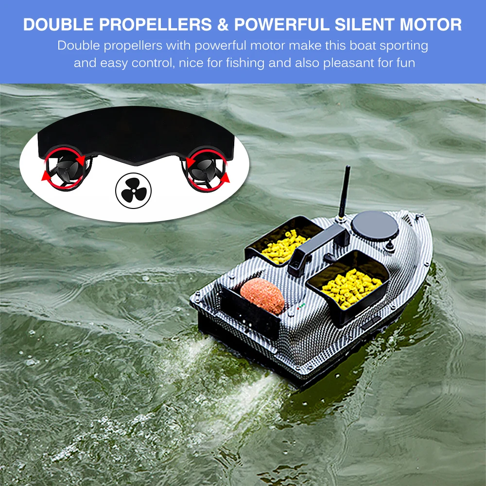 RC Fishing Bait Boat GPS Positioning Automatic Return Three Warehouse Bait Boat Dual-Engine Remote Control Fishing Boat 12000MAH