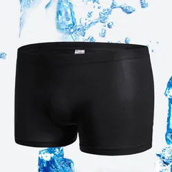 Hot Men's Ice Silk Seamless Shorts Underwear Sexy Breathable Transparent Briefs Pantiesshorts Swimming Trunks