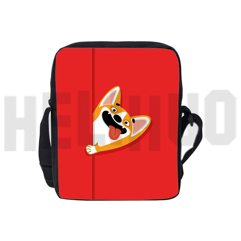 Kawaii velšsky corgi pembroke kabelky děti kreslený korgi brašna 3D tisk na zip plátna crossbody pytle pro dospívající bedra brašna