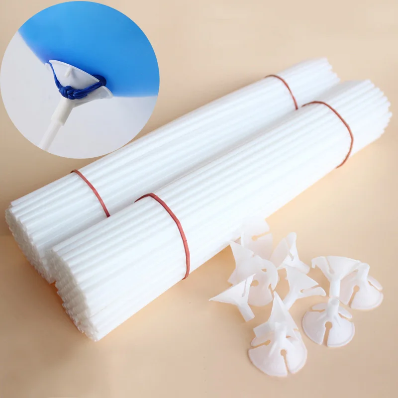 20/40/60pcs 30cm White Plastic Balloon Stick Holder With Cup Balloon Stick Set For Wedding Birthday Holiday Party Decoration