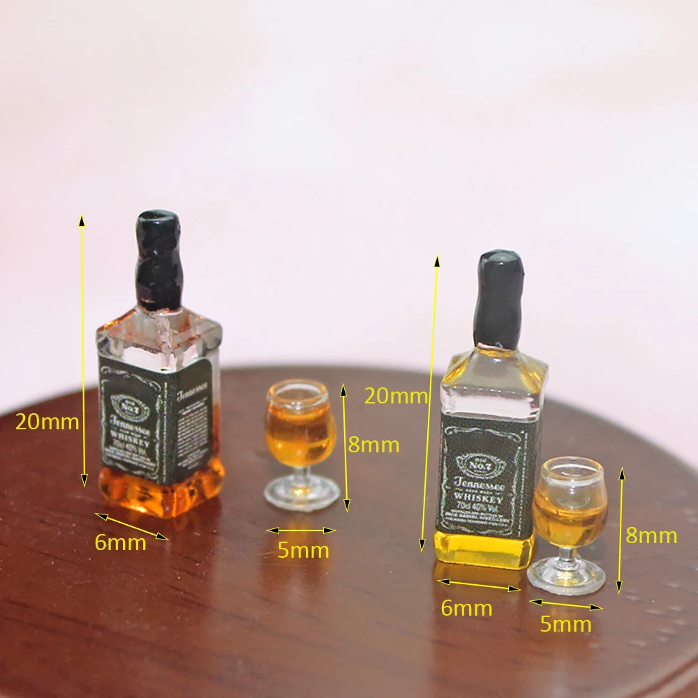 1/12 Dollhouse Supermarket Miniature Whisky Bottle Wine Glass Mini Goblet Toy ob11 bjd Decoration Doll House accessories image 3