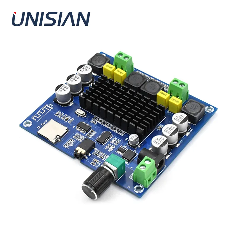 UNISIAN TPA3116 Audio Power Amplifier Board Class-D Digital TPA3116D2 2.0 Channle 2x100W Amplifiers BT TF Card AUX Amp Module