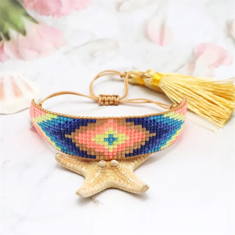 ZHONGVI الشر سوار بحليات العين الزرقاء ميوكي الخرز أساور للنساء 2021 اليدوية تلوح في الأفق المنسوجة شرابة الأساور والمجوهرات بالجملة #3