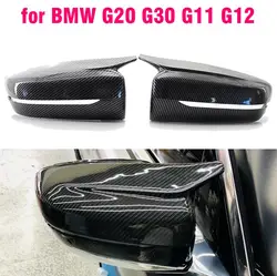 LHD 1Pair Side Rearview Wing Mirror Cover Caps For BMW 3 5 7 Series G20 2019 2020 2021 G30 G11 G12 ABS Gloss Black