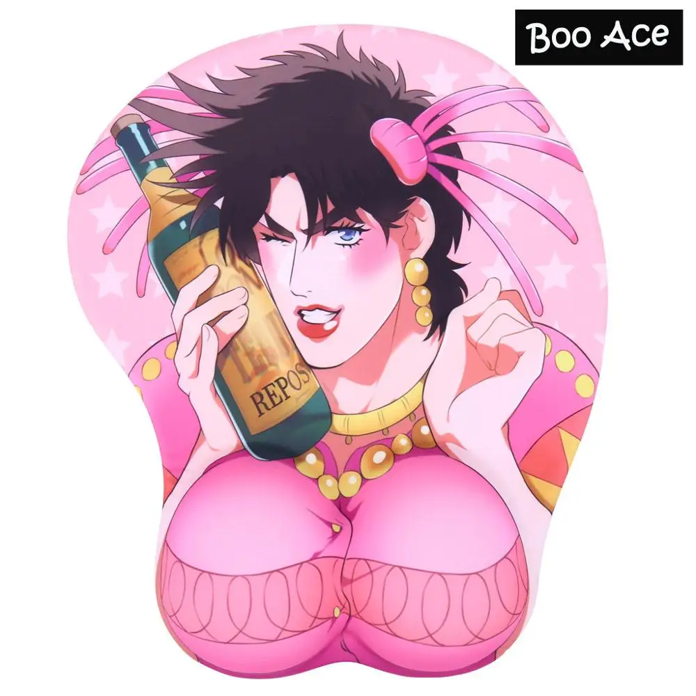 JOJO Joseph Joestar Anime 3D Mouse Pad Soft Breast Chest with Wrist Rest Silicone Gel Filled