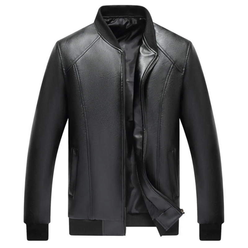 

Spring Autumn Leather Jacket Men Business Casual PU Coat New Zipper Black Motorcycle Leather Jacket Men
