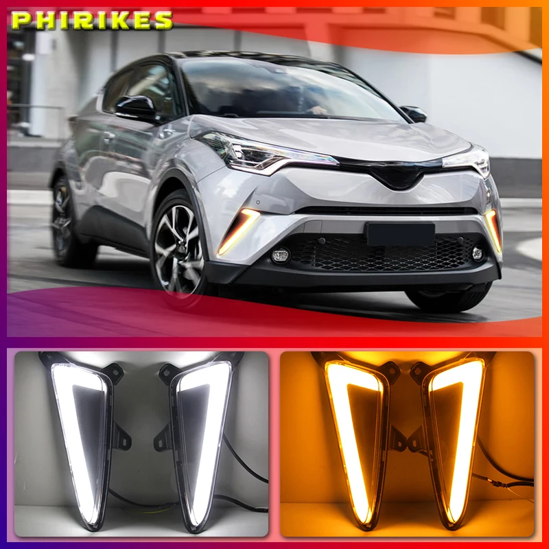 

Светодиодная лампа для дневных ходовых огней для Toyota светильник CHR 2016 2017 2018 2019, автомобильные аксессуары, водонепроницаемая ABS 12 В DRL противотуманная фара, украшение
