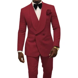 Terno Masculino 2 Pieces Shawl Lapel Wedding Tuxedos Groom Wear Suits  Tailor Made Slim Fit  Suits Men 2021 (Jacket+Pants+Tie）