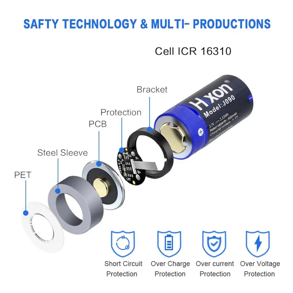 900mAh 3.7V 16340  Li-Ion Rechargeable Battery 100% Capacity For Arlo HD Camera&Laser Pen LED Flashlight Cell,Security Camera