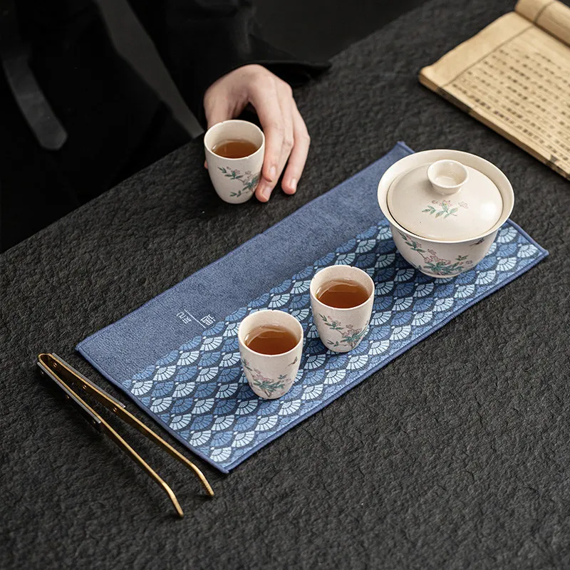 Baumwolle Geschirrtuch Starke Absorbieren Kung Fu Tee-Set Zubehör Verdickt Tisch Reinigung Tuch Wildleder Tee Tuch Haushalt Handtuch – Detail 11