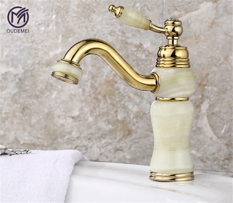 

Brass Chrome Deck Mounted Single Handle Hot and Cold Jade Faucets Bathroom Fixture Black Basin Faucet