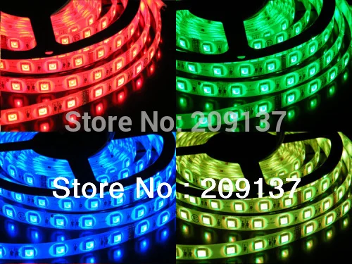 

5m 300LED IP65 waterproof 12V SMD 5050 white/warm white/red/blue/green/yellow/RGB LED strip light 60LEDs/ m + free shipping