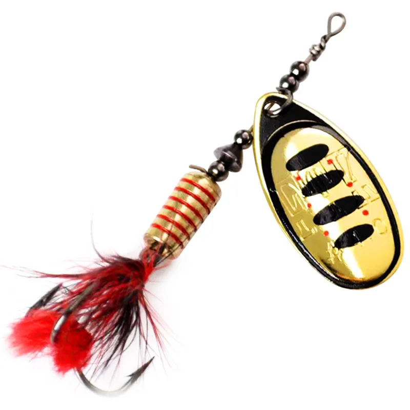 FTK Metal Fishing Lure Spinner Bait 7.5g 12g 17.5g Hard Spoon Bass Lures With Feather Treble Hooks For Pike Fishing