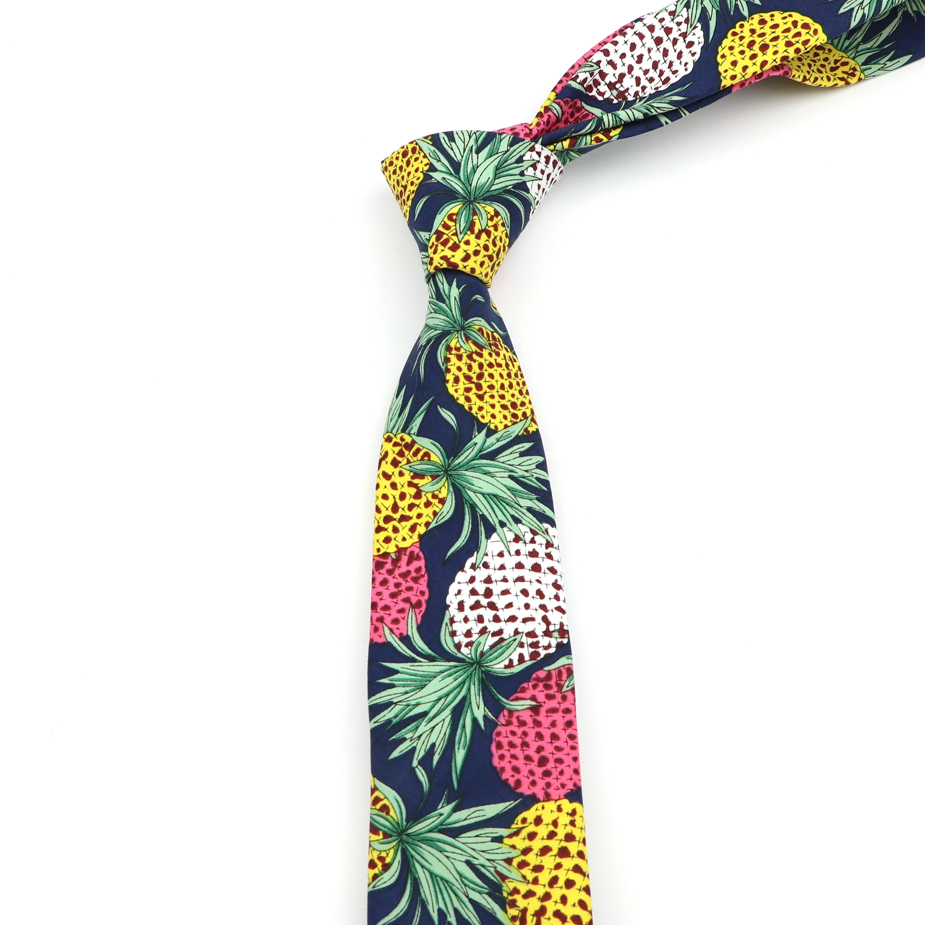 Men's Colorful Cotton Tie Coconut Tree Ties Narrow Rainforest Necktie Slim Skinny Cravate Narrow Thick Neckties 6.5cm Width