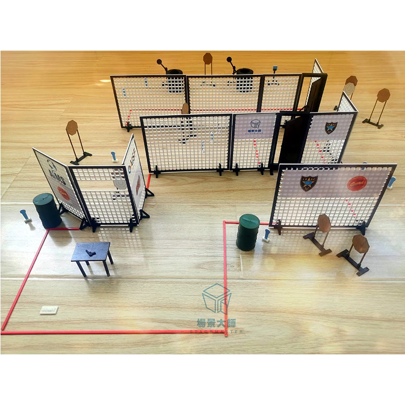 IPSC IDPA 사격 대회 장면 모델 시뮬레이션, 3D 무대 디자인, 사격 장면 전술 토의, 에어소프트 액세서리