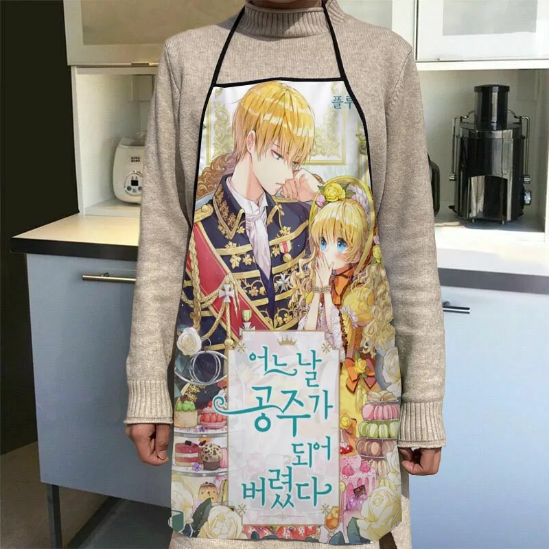 Who Made Me A Princess Apron Home Coffee Shop Cleaning Aprons Anti-Dirty Kitchen Accessories For Men Women 50x75cm,68x95cm 0918