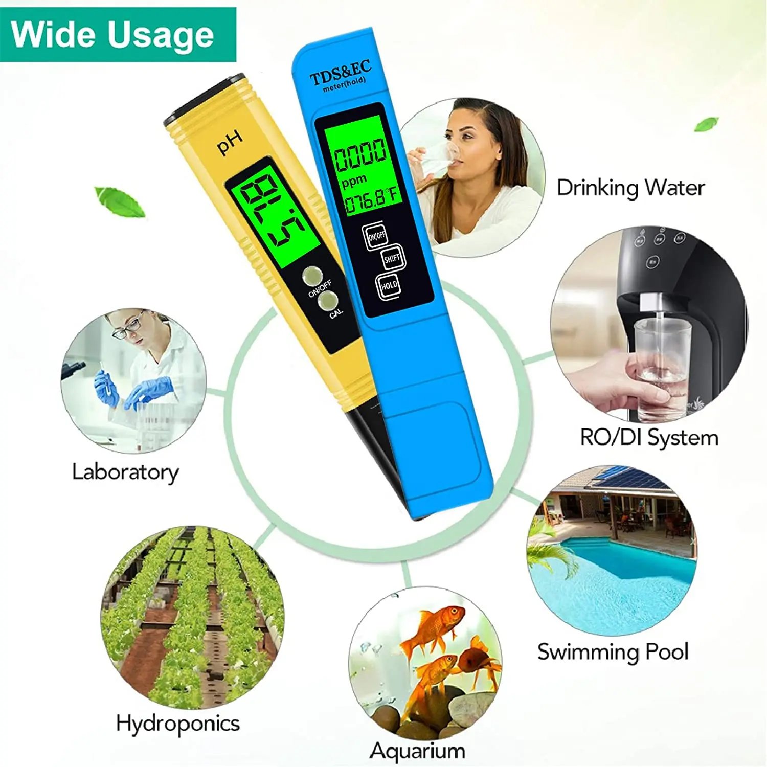 Digital PH EC TDS Meter Tester temperatura penna purezza dell'acqua filtro PPM idroponico per acquario Monitor acqua piscina con retroilluminazione