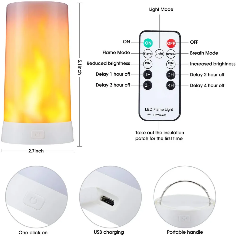 Imagem -02 - Lâmpada Led Realista Atmosfera de Fogo Usb Recarregável Modos Efeito de Chama Simulado Luz para Festa em Casa 4