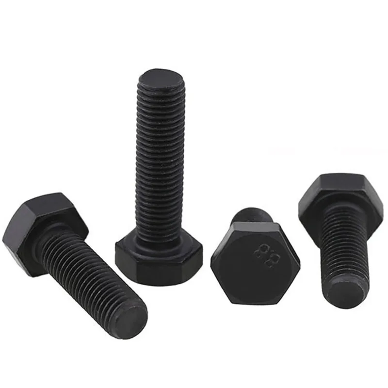 M12 x 1.5   ( 12mm ) Fine Pitch Hex Cap Bolts / Screws, 8.8 Alloy Steel Thread Metric Tap DIN 933 ISO 4017