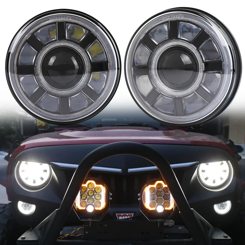 60W Headlights Off-Road Upgrade Lighting Led Lamp 24V High Low Beam with 12V DRL and Turn Signal for-Jeep-Wrangler JK