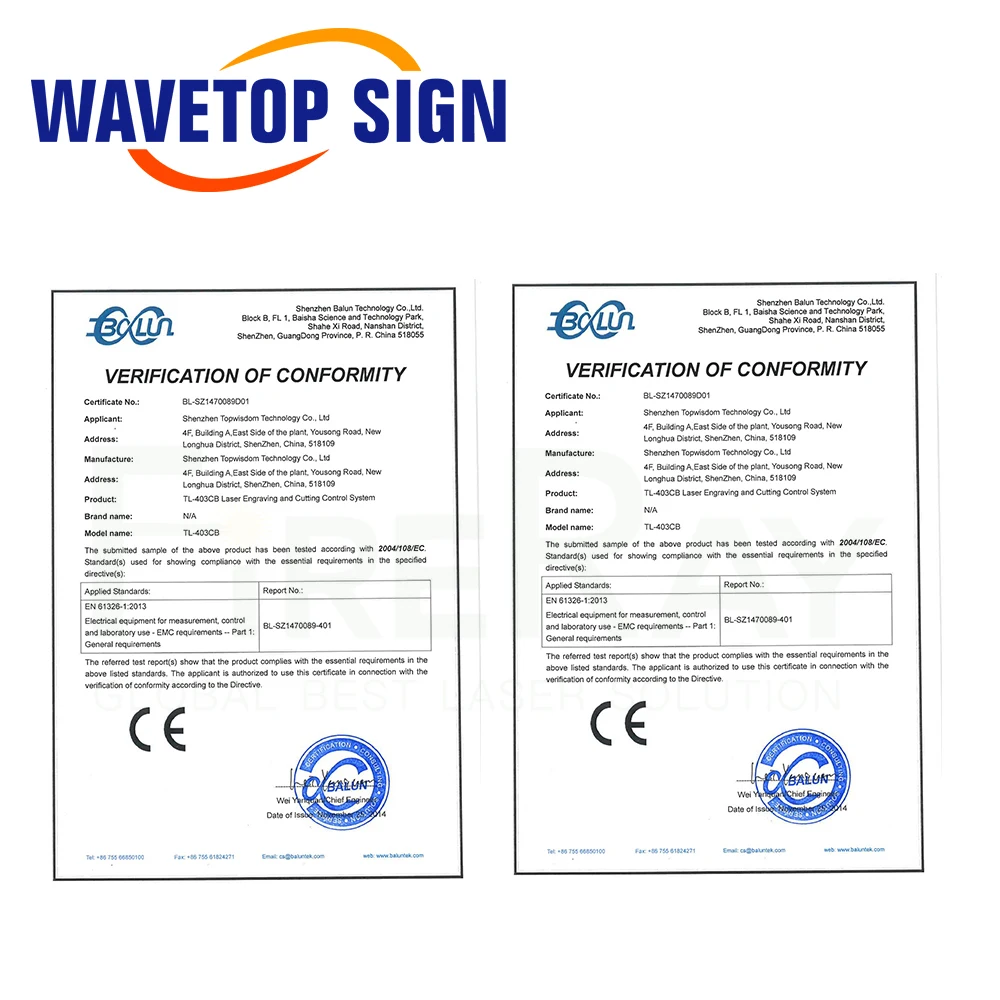 WaveTopSign WT-B2 Co2 레이저 컨트롤러 시스템, 더블 헤드 비동기 레이저 조각 절단기용