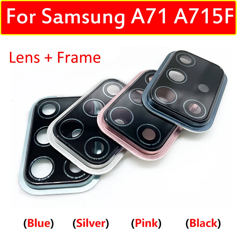 

NEW Lens with Frame For Samsung A71 A715 A715F A31 A41 A51 Housing Back Camera Glass Lens With Cover Frame Holder +Tool