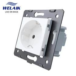 WELAIK 45*45mm 16A EU European Safety Wall Power Socket Outlet White 16A Wall Socket DIY Parts Module 220V A8EW