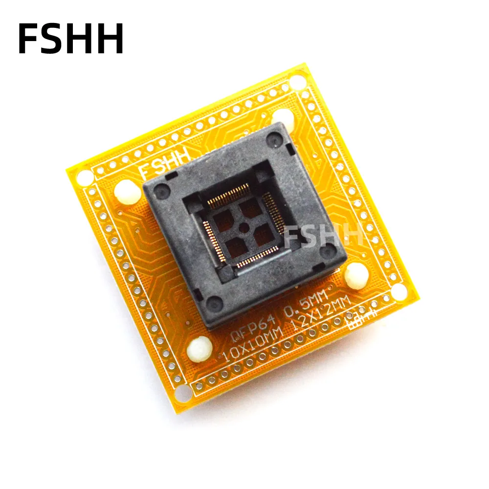 

Press QFP64 LQFP64 TQFP64 IC test socket With terminal board Pitch=0.5 Size=10x10mm 12x12mm