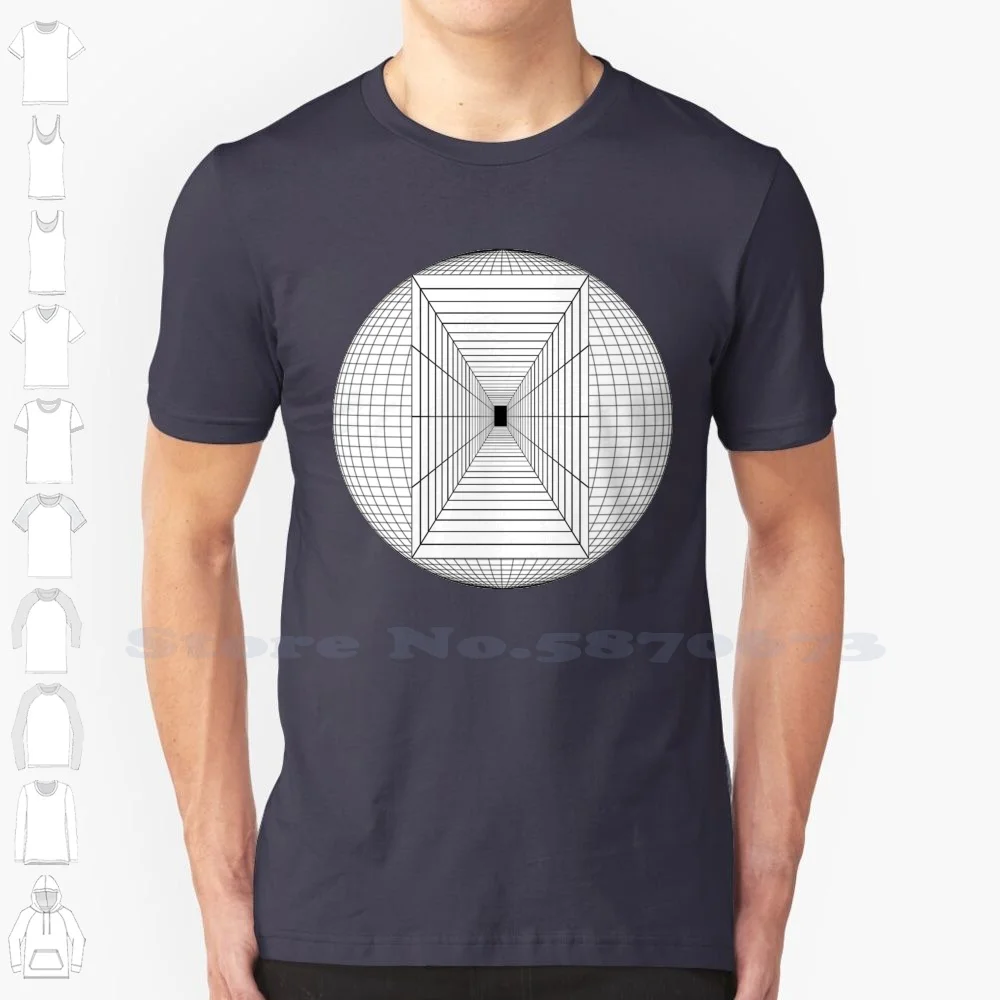 Sphere , Ball , Wire Frame , Dimensions. 100% Cotton T-Shirt Rectangular Perspective Lines Illusions Optical Op Art Depths Deep