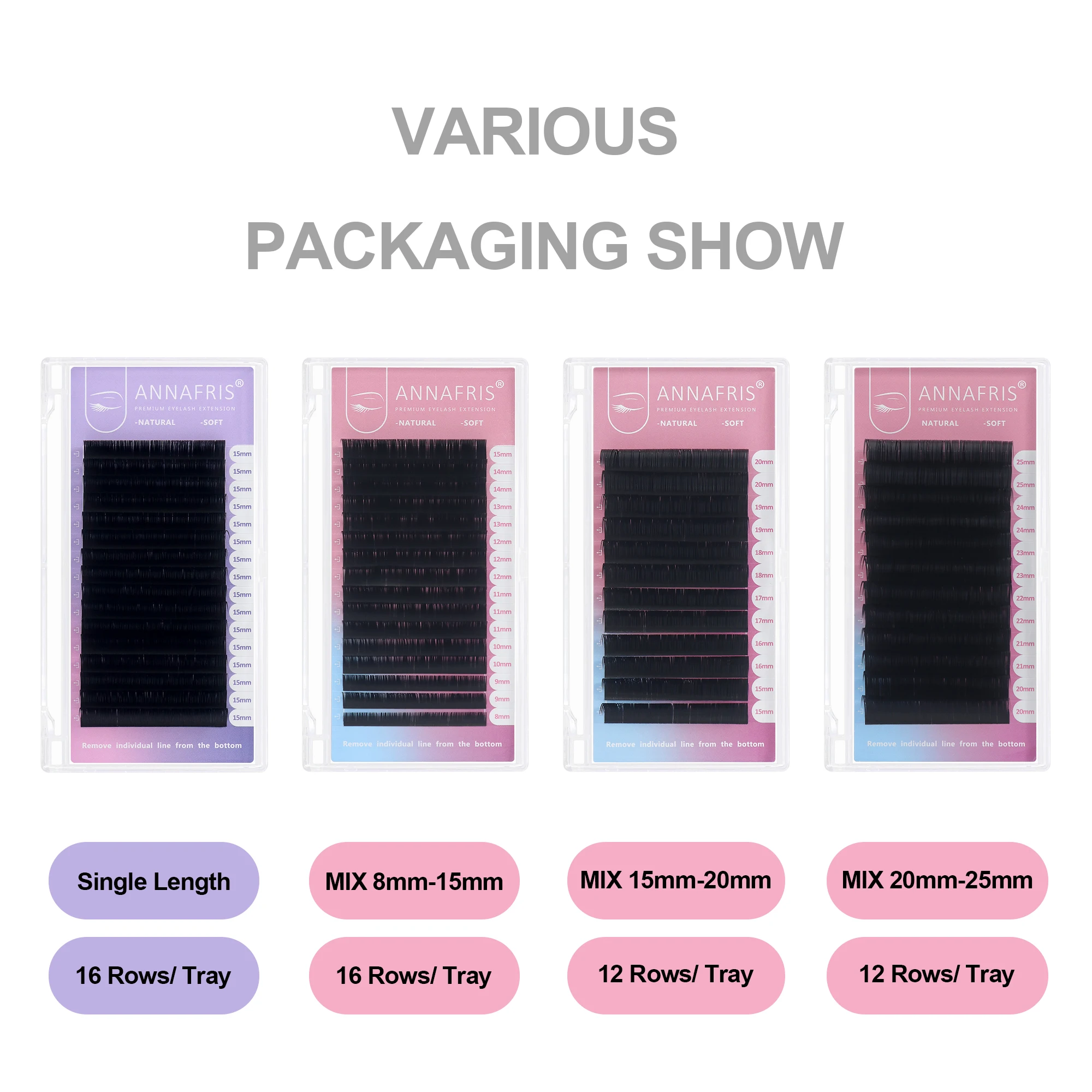 

ANNAFRIS Wholesale Classic Eyelash Extensions Custom Logo Russian Volume Lashes