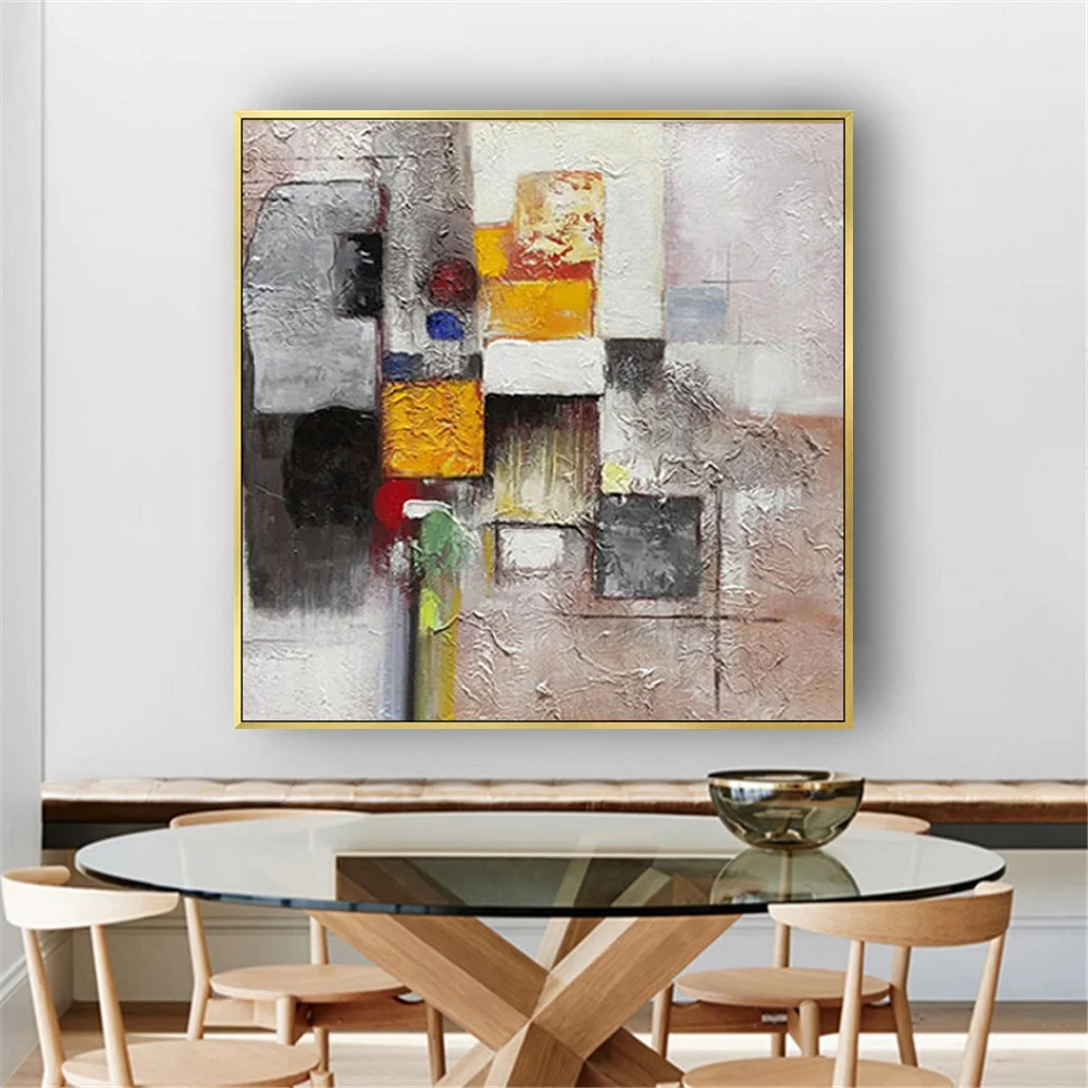 Abstract Mural Art Hand Painted Gold Oil Painting The Latest Design Color Block Outline Map Wall Art For Home Decor Canvas Gift